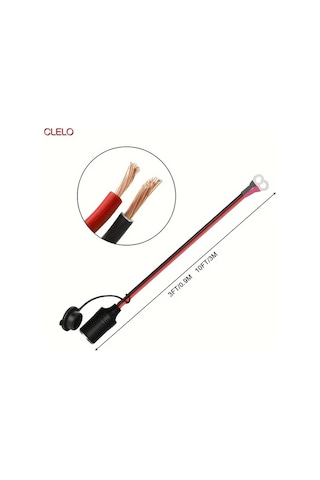 Boatshop1 Clelo Araba Kadın 10ft 3m 12 24v Güç Kaynağı Araba Fişi 14 Awg Kablo 15a Sigorta Ağır Hizmet Dc Fiş Priz Uzatma Terminalli Pil Türü