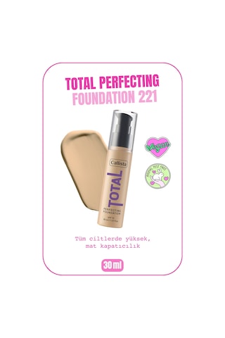 Total Perfecting Spf 15 Yoğun Kapatıcı Mat Bitişli Fondöten - 221 Natural Beige