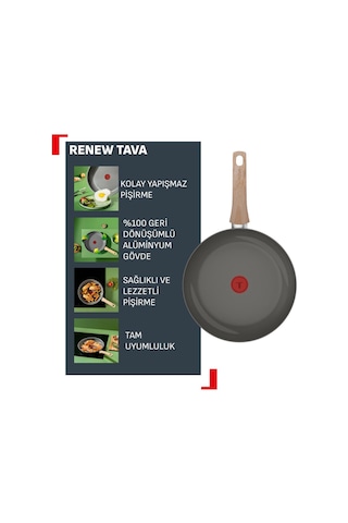 Tefal Renew Artus Seramik Tava - 24 Cm Gri