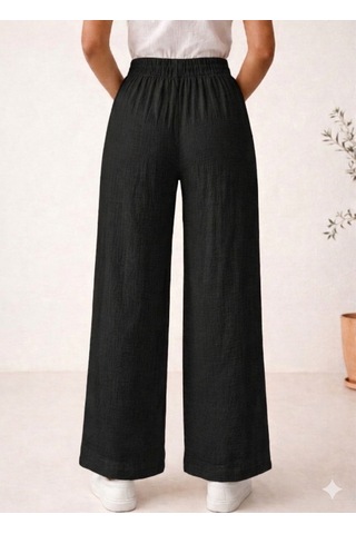Estewoman Estewomanfashion Müslin Pantolon %100 Pamuk siyah