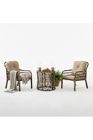 Capri Swing Pisa Tekli Rattan Bahçe Balkon Oturma Grubu Açık Kahve 703