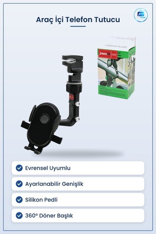 Araç İçi Telefon Tutucu Mandallı Genişlik Ayarlı Evrensel Silik