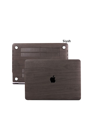Macbook Air Kılıf 13 İnç Wood01 Eski Usb'li Model 2010-2017 A1369 A1466 İle Uyumlu Siyah