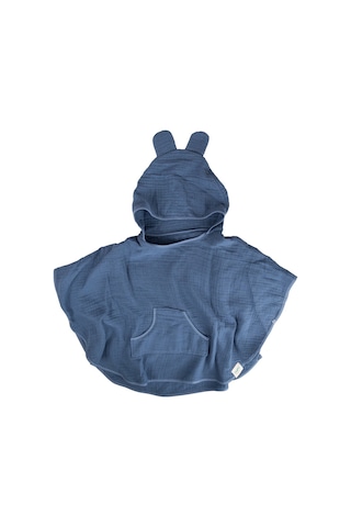 Hafy Baby %100 Organik Pamuklu İndigo 4 Katlı Müslin Panço Indigo
