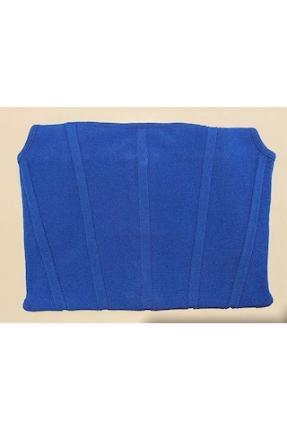 1019 Arkası Fermuarlı Triko Atlet-saks-4193 Sax