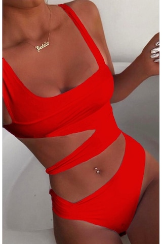 Özel Tasarım Desketksiz Kaplı Kırmızı Bikini Takım (551649461)