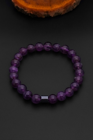 Ametist Bileklik Kadın Erkek Doğal Taş Bileklik 8 Mm Bt024 Mor