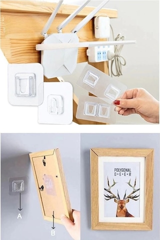 5 Li Set- Çift Taraflı Yapışkanlı Geçmeli Klips Eşya Sabitleme As