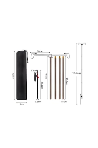 Dofolink Yeşil Çadır Feneri Direği - Alüminyum Ve Demir, 65.5-186 Cm Genişletilebilir, Feneri Güvenli Bir Şekilde Asma, Çevre Paketiyle