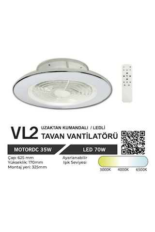 Orbus Vl2 Uzaktan Kumandalı Tavan Vantilatörü