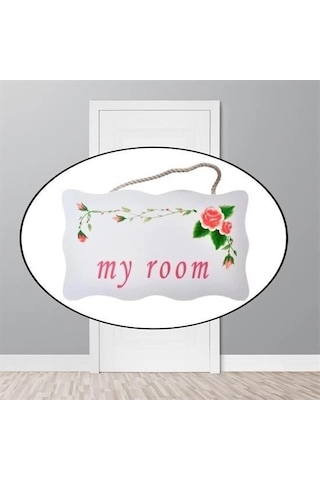 Decotown My Room Benim Odam Dekoratif Çiçek Desenli Kapı Askısı Rekli