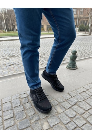 Road Friend Erkek Siyah Bağcıklı Günlük Spor Ayakkabı Ortopedik 4242