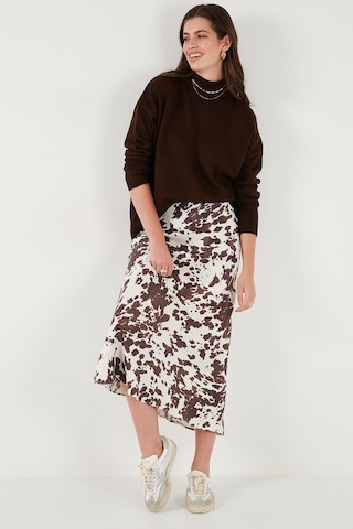 Lela Premium Oversize Fit Balıkçı Yaka Yumuşak Dokulu Triko Bayan Kazak 680Kz00469 Kahve