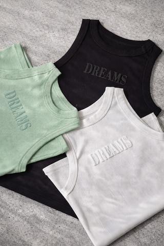 Demirsa Boutique Halter Yaka 3'lü Siyah, Yeşil Ve Beyaz Renk Modal Kaşkorse Kadın Atlet T-shirt Beyaz-yeşil-siyah