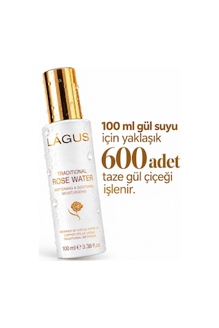 Lágus Rosa Damascena Katkısız Formül Gül Suyu Cam Şişe 100 ML