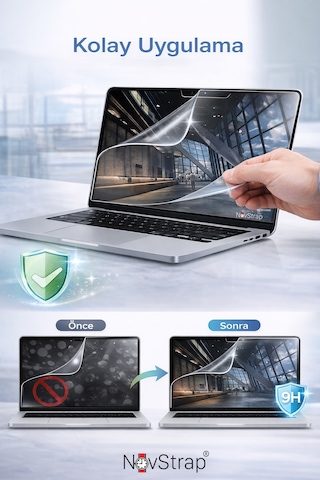 Novstrap Apple MacBook Air 13.6 İnç M2 A2681 / M3 A3113 / M4 A3240 / M5 A3449 İle Uyumlu Nano Ekran Koruyucu Film