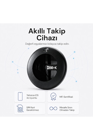 Hbb-k Hi Tag Akıllı Takip Cihazı Sadece Apple Uyumlu Uyumlu Siyah