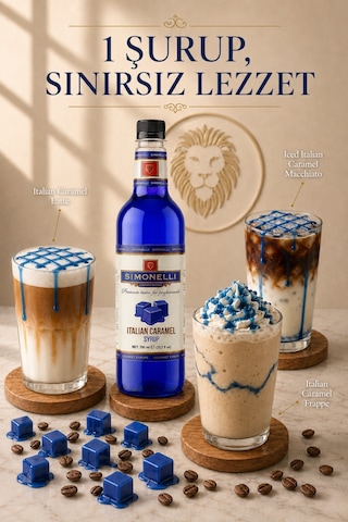 Simonelli İtalyan Karamel Aromalı Kahve ve Tatlı Şurubu 700 ML + Şurup Pompası - Latte Frappe Sıcak Soğuk Kahve Aromalandırıcı
