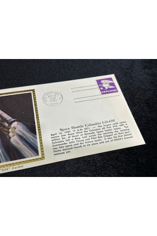 Uzay Temalı İlk Gün Zarfı İpek Baskı 1981 Usa Space Cover Space Shuttle Columbia Lift-off April 12.1981