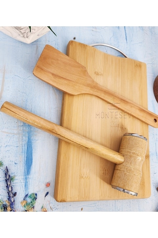 3 Lü Et Döveceği Seti Et Dövücü Kesme Tahtası Ve Spatula