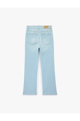 Koton Dar Kesim Normal Bel Cepli İspanyol Paça Jean Pantolon - Flare Jeans Açık İndigo 6sal40013md