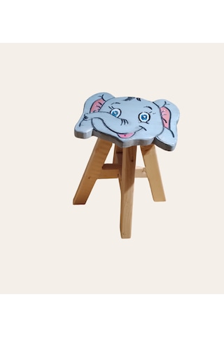 Sevimli Fil Tamamı Ahşap El Yapımı Çocuk Taburesi