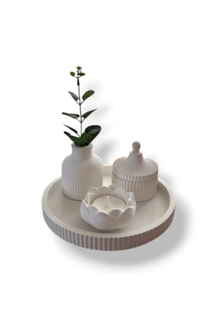 4lü Premium Set Kokulu Mum Vazo Ojbe Beyaz