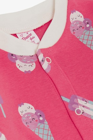 Breeze Kız Bebek Patikli Tulum Dondurma Desenli 0-6 Ay, Fuşya-fuşya Fuşya