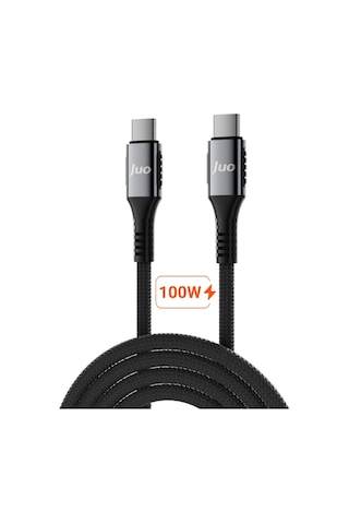 Juo 100W 5A E-mark Çipli Pd Type-C to Type-C Örgülü Hızlı Şarj ve Data Kablosu 2 M