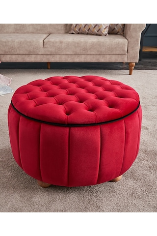 Favora Jasmin Puf - Kırmızı Kırmızı