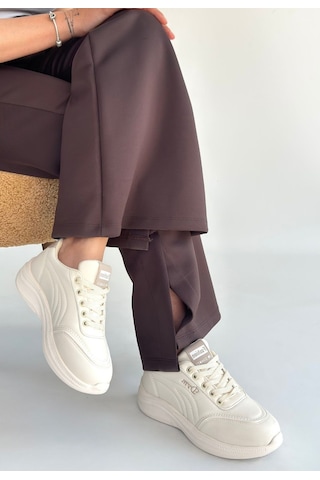 Yejja Bej Cilt Bağcıklı Spor Ayakkabı Çok Renkli