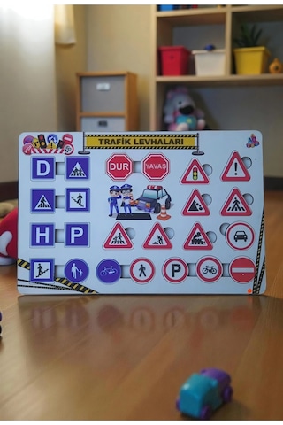 Eğitici Trafik Levhaları Ve İşaretleri - Açıklamalı Ahşap Oyuncak Puzzle
