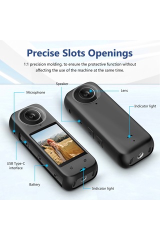 Insta360 X4 İçin Puluz Tam Vücut Toz Geçirmez Silikon Koruyucu Kılıf Siyah