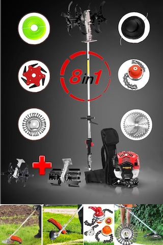 Stilmax STL8in1 8 Başlıklı Arazi Seti Benzinli Sırt Tipi Tırpan + Super 2'li Çapa Seti