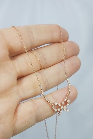 925 Ayar Rose Renk Fiyonk Model Gümüş Kolye