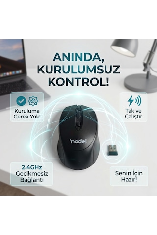 Siyah Kablosuz Ofis Mouse 2.4g Optik Lens Güç Tasarruf Modlu Tak Çalıştır 10 Metre Menzil Diğer