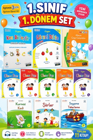 1. Sınıf 1.dönem Çalışma Seti 11 Kitap