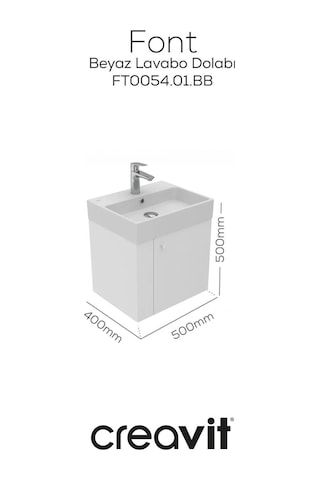 Creavit Font Lavabo Dolabı Ve Aynalı Dolap Seti Beyaz