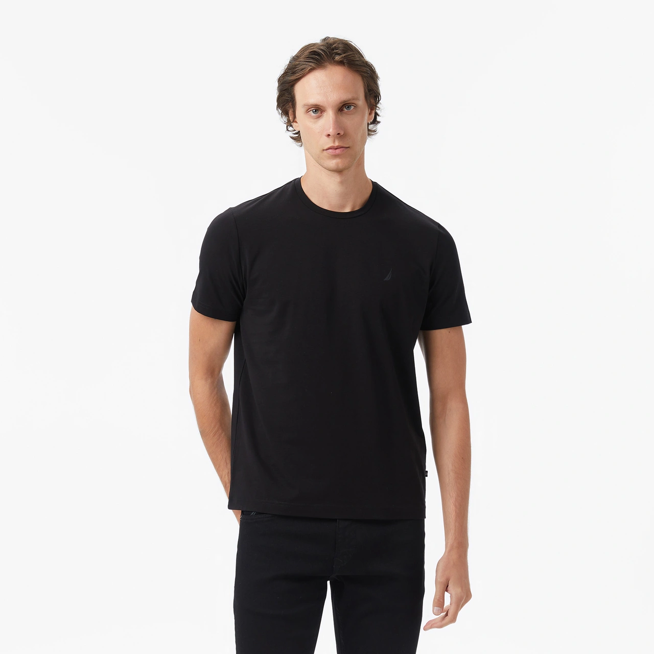 Nautica Erkek Siyah Classic Fit T-shirt Düz V55340t Siyah