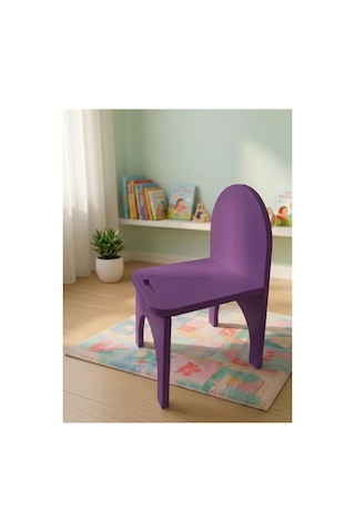 Montessori Mdf Çocuk Sandalyesi, Modern Tasarım, Güvenli Ve Dayanıklı Ahşap Çocuk Sandalyesi Mor