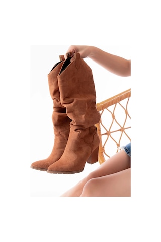 Ls-1884 Taba Süet Günlük Kadın Çizme Taba