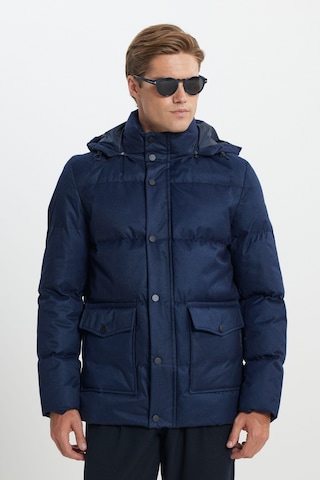 Ac&Co / Altınyıldız Classics Erkek Lacı Standart Fit Normal Kesim Kapüşonlu Kaban Lacivert