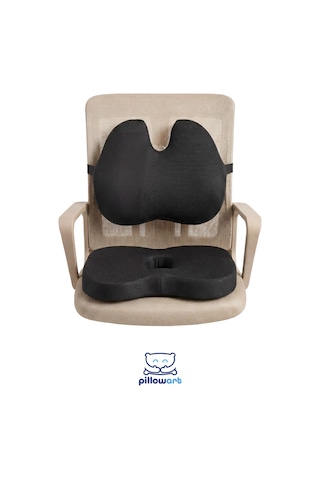 Ergonomik Kelebek Model Bel Destek Ve Visco Oturma Minderi Siyah