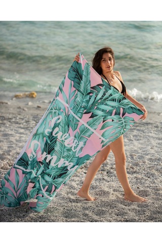 Yorka Design Sweet Summer Yaprak Desenli Plaj Havlusu