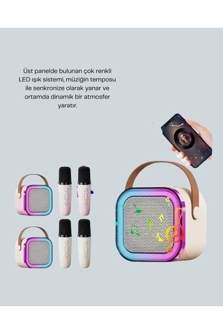 Kablosuz Karaoke Hoparlör 5.0 Bluetooth Led Işıklı