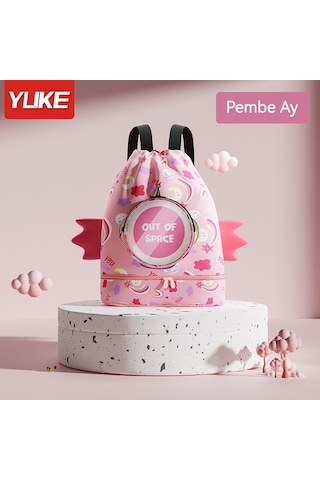 Aurora Çocuk Kuru Ve Islak Ayırma Karikatür Plaj Sırtçantasısu Geçtirmez Sırtçantasıpembeay Pembe