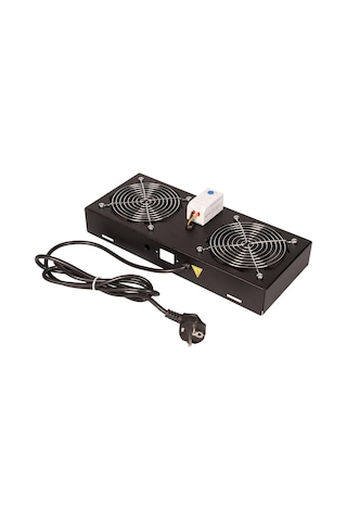 Lande 2 Li Fan Modülü Termostatlı, Switchli Anahtarlı Duvar Tipi Siyah Ral 9005