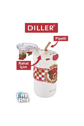 Dıller 520 Ml Tek Kapak Çift Kullanım Pipetli/pipetsiz Boyun Askılı/çelik Termos -ffdıllerd93renk Kırmızı