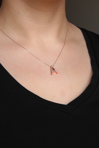 925 Ayar Gümüş Rose A Harfi Kolye - 23089001 Rose Gold
