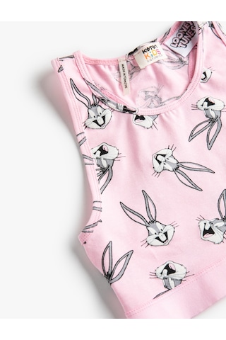 Koton Bugs Bunny Baskılı Atlet Crop Lisanslı Pamuklu Pembe Desenli 2skg30005ak